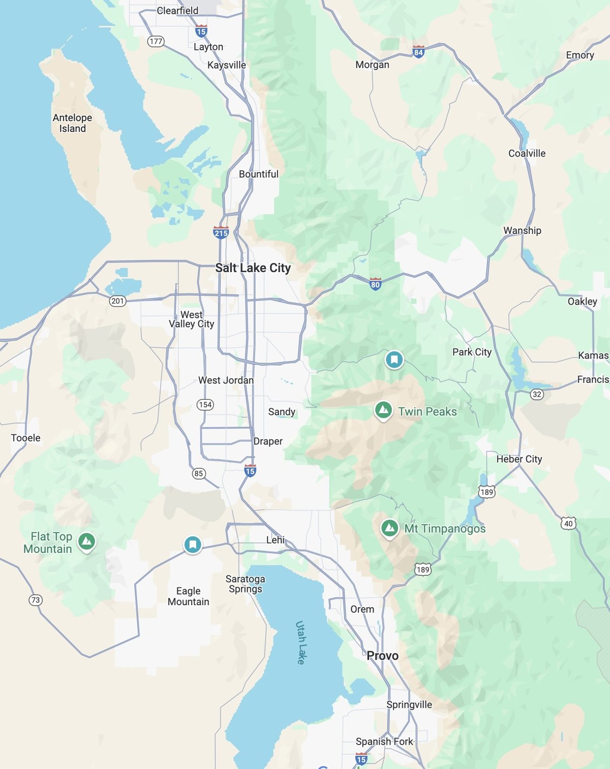 Map of the Freedom Garage Doors service area across the Wasatch Front